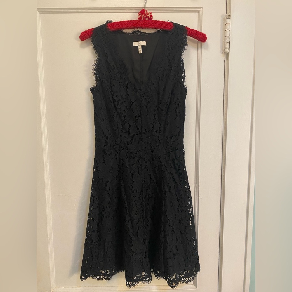 Joie Black Lace Sleeveless V-neck A-line Mini Dress